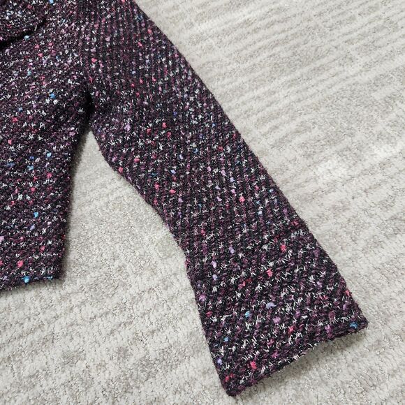 Chico's Women's Sparkle Tweed Jacket purple size 0 or S ladies - Picture 8 of 12